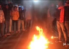 Bajrang Dal protest against Bangladesh Hindu violence at Atal Chowk Sundargarh