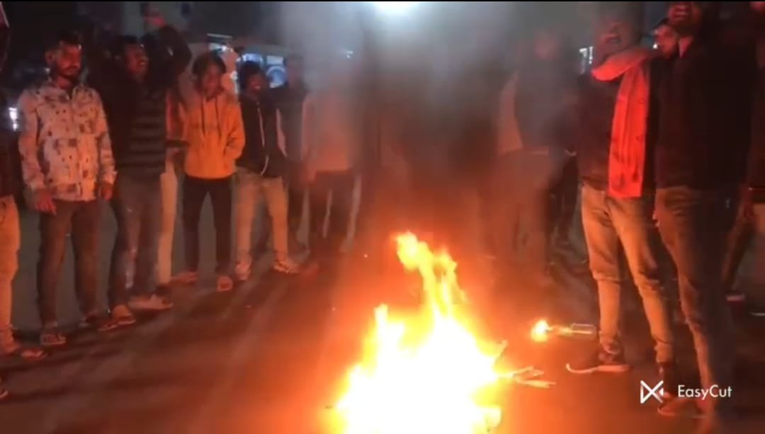 Bajrang Dal protest against Bangladesh Hindu violence at Atal Chowk Sundargarh