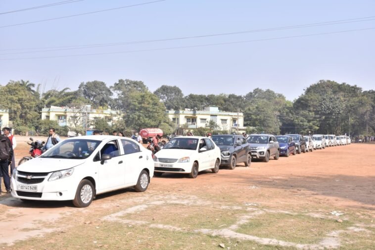 Vehicles waiting in queue for PUC Certificate in Rourkela
