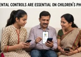 Parental control settings enabled on child smartphone for safety