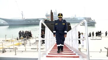 President Droupadi Murmu inside INS Vaghsheer submarine during historic naval journey