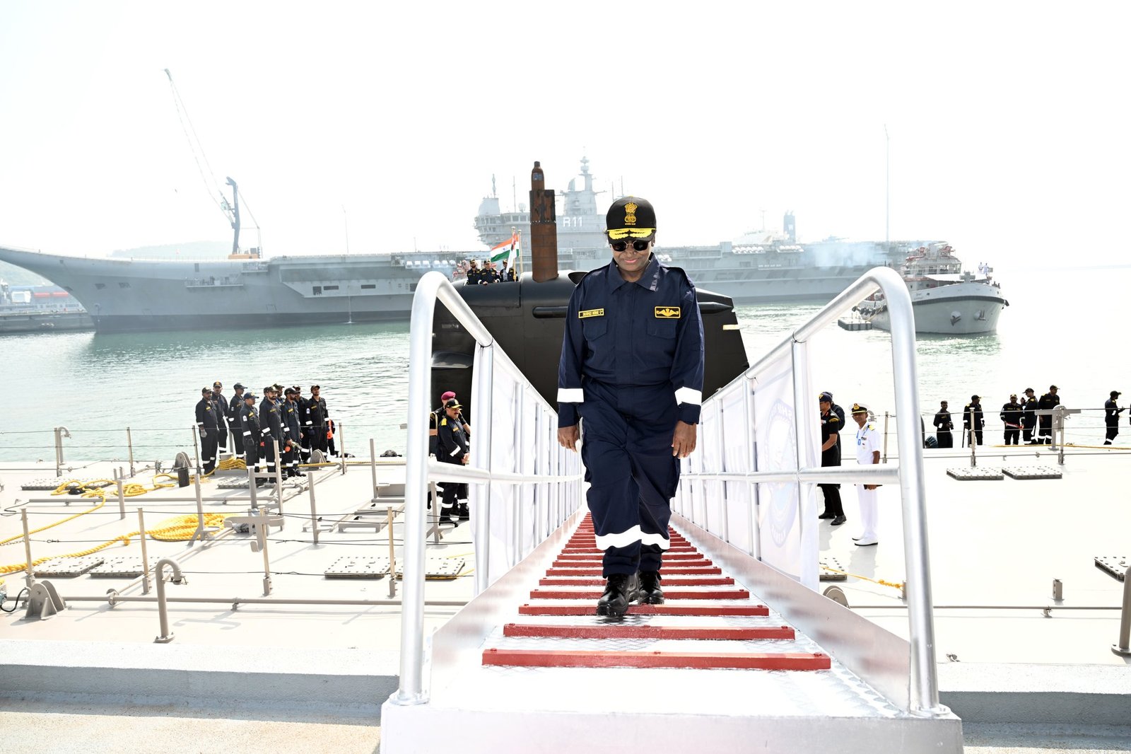President Droupadi Murmu inside INS Vaghsheer submarine during historic naval journey