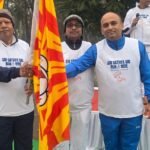 Participants running and cycling during Shri Sathya Sai Run and Ride Rourkela at Birsa Munda Athletic Stadium