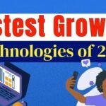 Fastest Growing Technologies of 2026 digital innovation future tech trends laptop smartphone AI and modern technology illustration