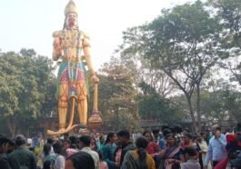 Devotees offering prayers at Hanuman Vatika on New Year 2026 in Rourkela