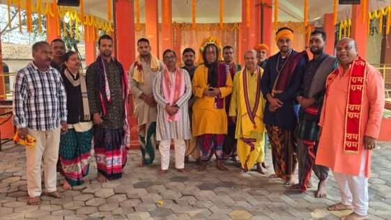 Devotees participating in Hanuman Vatika Religious Anushthan in Rourkela