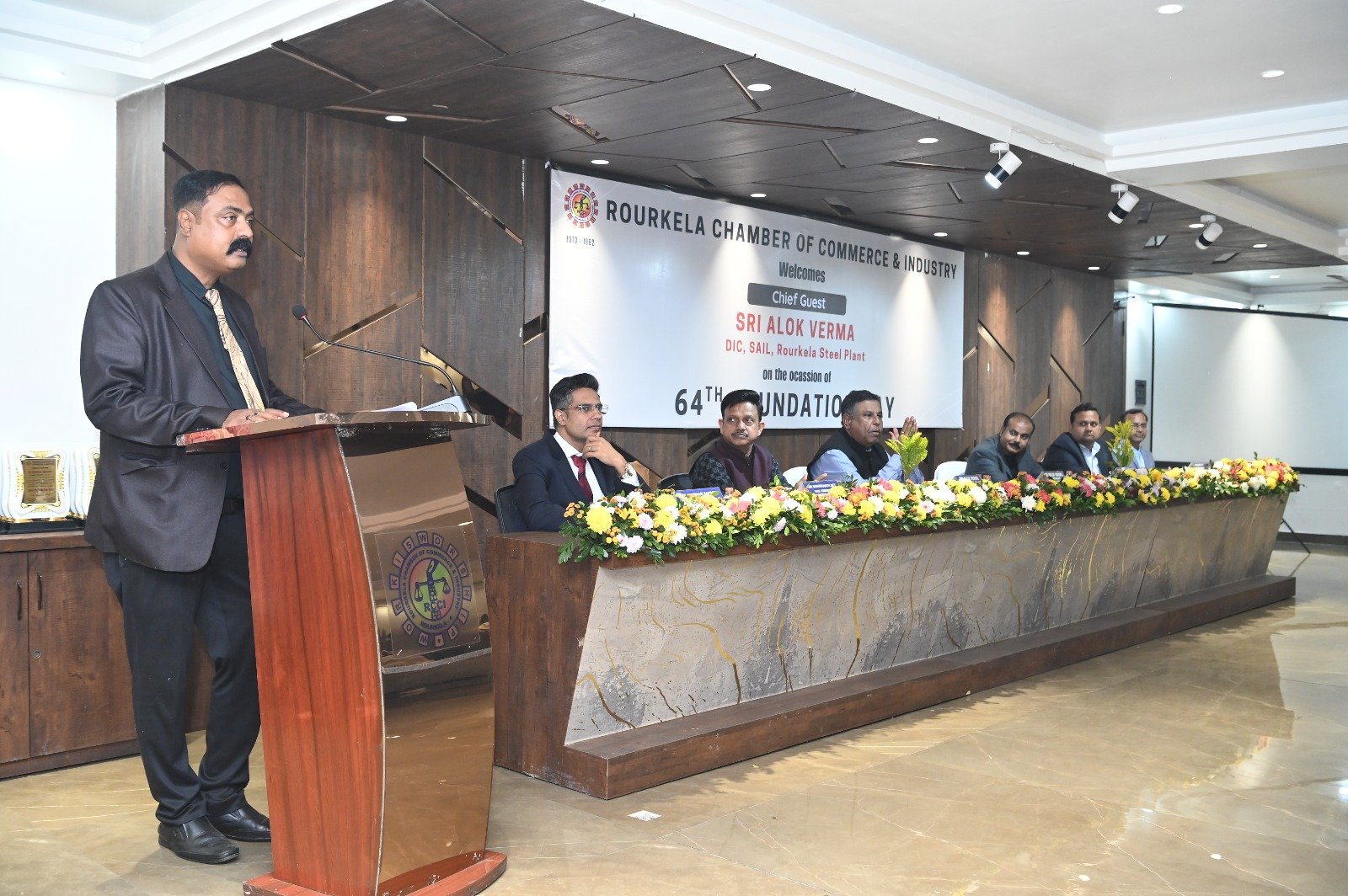 Rourkela Chamber 64th Foundation Day celebration with industry leaders on stage