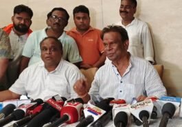 Dilip Ray addressing media after victory rally in Rourkela