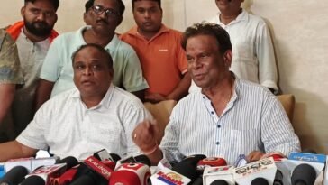 Dilip Ray addressing media after victory rally in Rourkela