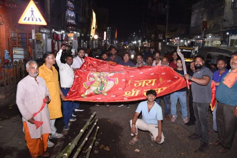 Ram Navami flag worship and weapon practice at Mahavir Akhada Rourkela