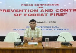 DFO Yashovant Sethi addressing press on forest fire prevention in Rourkela
