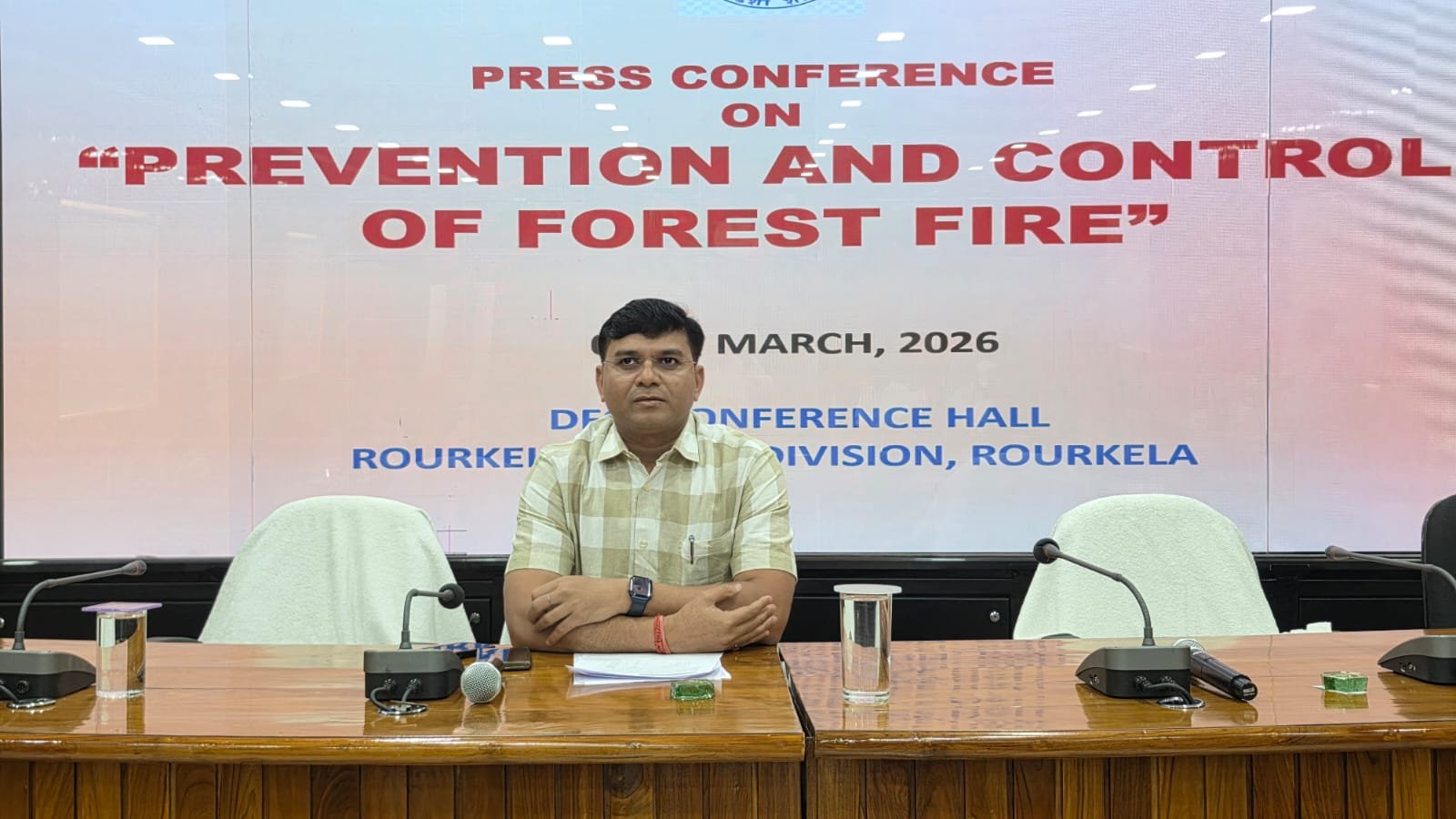 DFO Yashovant Sethi addressing press on forest fire prevention in Rourkela
