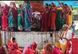 Women performing Vat Savitri Puja in Rourkela temple